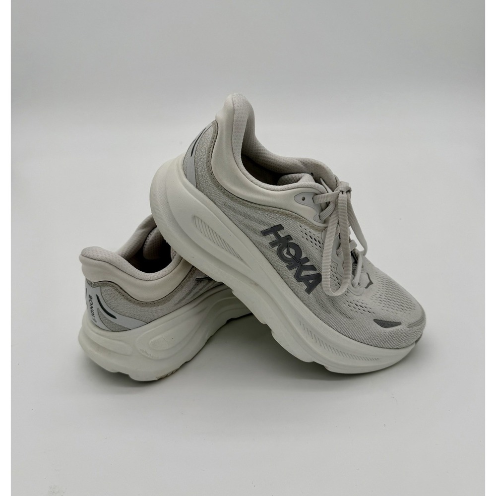 Hoka Bondi 9 X Wide Sneakers Running Shoes Women's 6.5 2E Stardust Silver READ